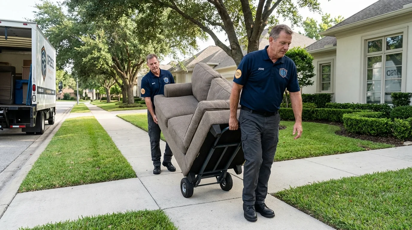 Local residential moving crew loading furniture in Weston, WV