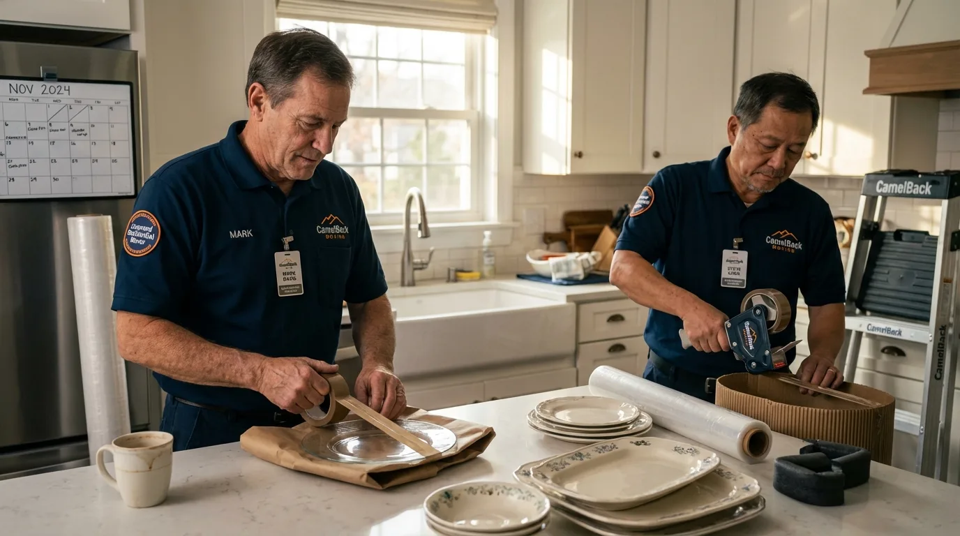 Professional crew packing kitchen dishware in Weston, WV